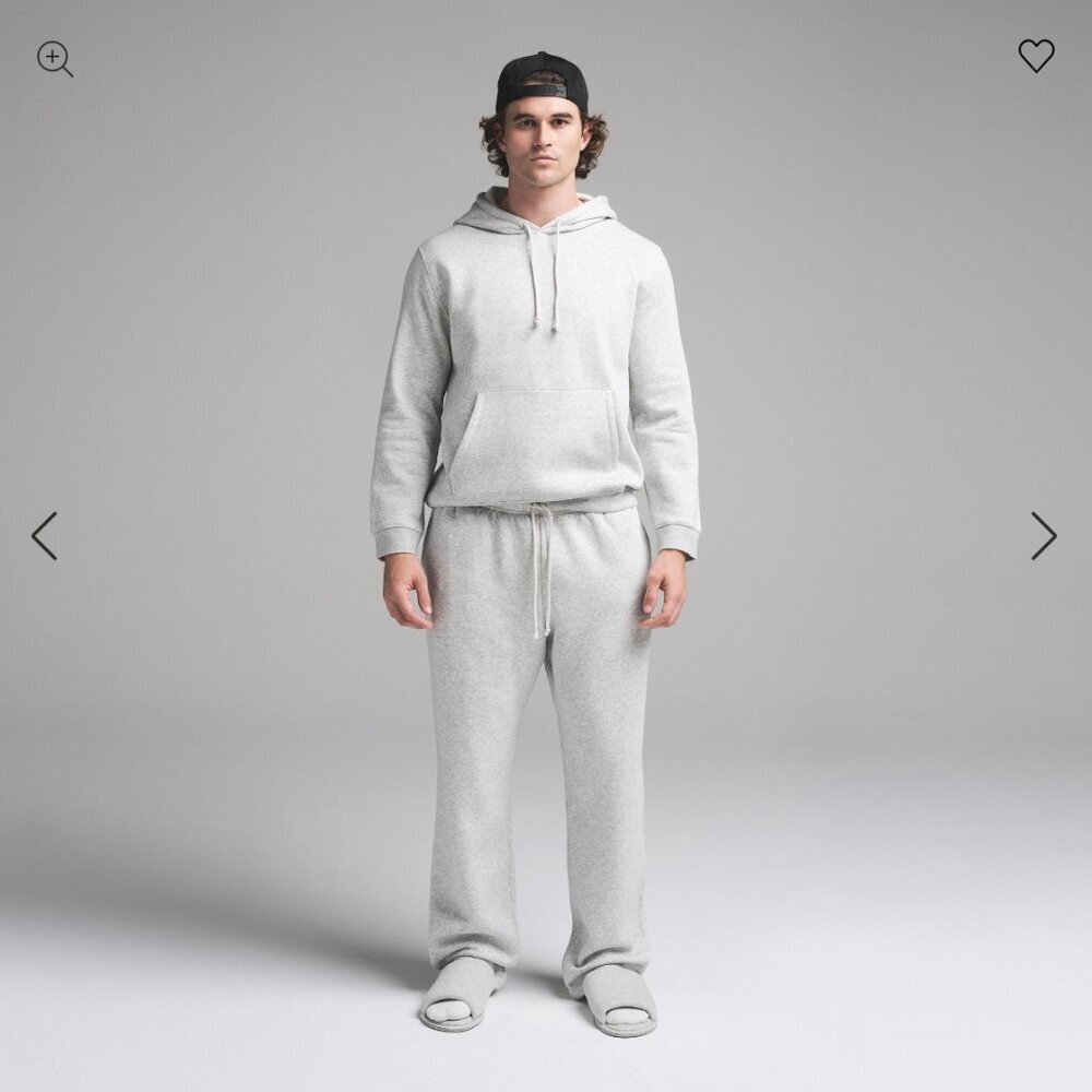 Skim Men's Fleece Lounge Classic‎ Hoodie in Light Heather Grey